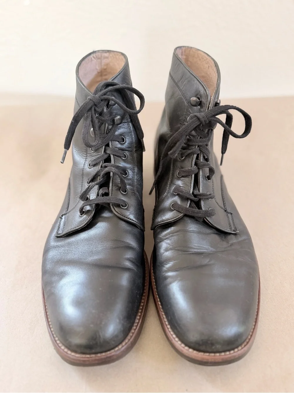 Warfield  & Grand black leather lace up boots